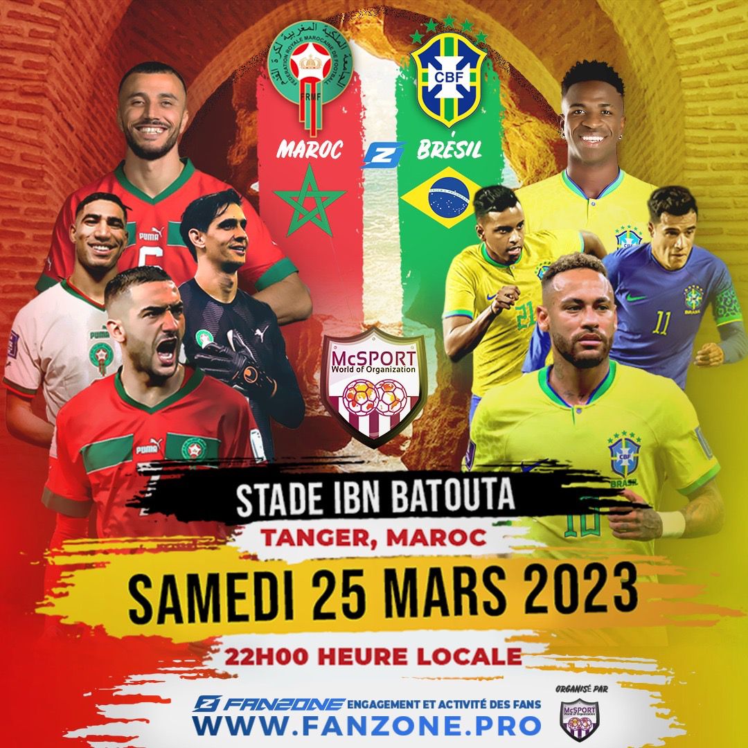 Maroc-Brésil, en amical, le 25 mars à Tanger - SportPro